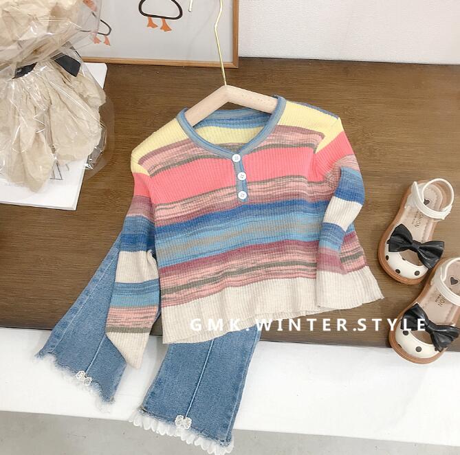 「2023秋」子供服★トップス★ジーンズ★韓国風子供服★キッズ女の子★2色★90-140CM