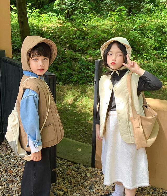 2023秋新作★キッズ服　ベストコート+帽子★90-130★3色