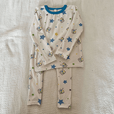 秋冬新作 ユニセックス ルームウェア 保温インナー ボディスーツ 象 スター Tシャツ+ズボン 80-150