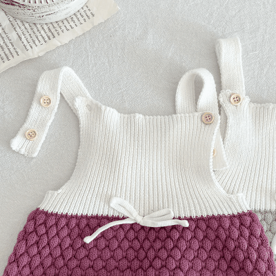 秋冬新作 ユニセックス サロペット カバーオール 連体服 吊りズボン ニット 帽子+ロンパース 66-100