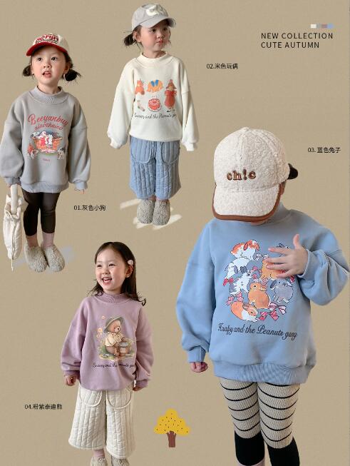 2023秋冬新品W★子供服　裏起毛付きトップス★80-140cm★4色