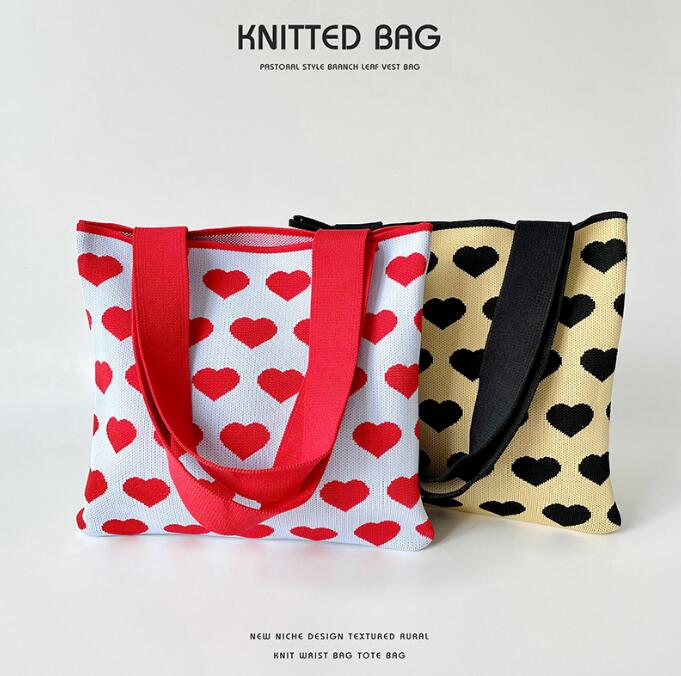 バッグ★レディース★ショルダーバッグ★ハンドバッグ★ニットバッグ★大容量★2色