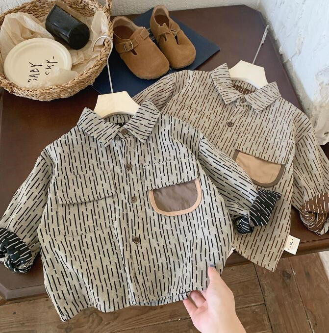 「2023秋」子供服★トップス★ワイシャツ★韓国風子供服★キッズ男の子★2色★90-140CM