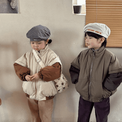 秋冬新作 ナチュラル系 ユニセックス ジャケット 裏ボア裏起毛 厚手 綿入れ上着 キルティング 80-150