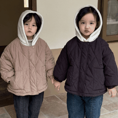 秋冬新作 ナチュラル系 ユニセックス 裏ボア裏起毛 ジャケット 厚手 フード付上着 キルティング 80-150