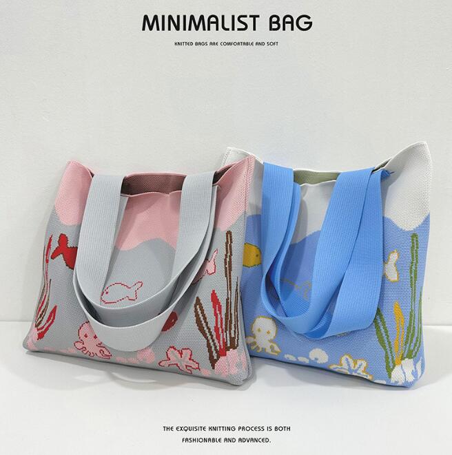 バッグ★トートバッグ★ハンドバッグ★ニットバッグ★ショルダーバッグ★大容量★5色