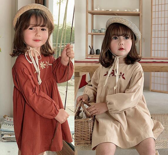 2023★春秋新作★韓国風子供服★ワンピース★刺繍★2色7-15