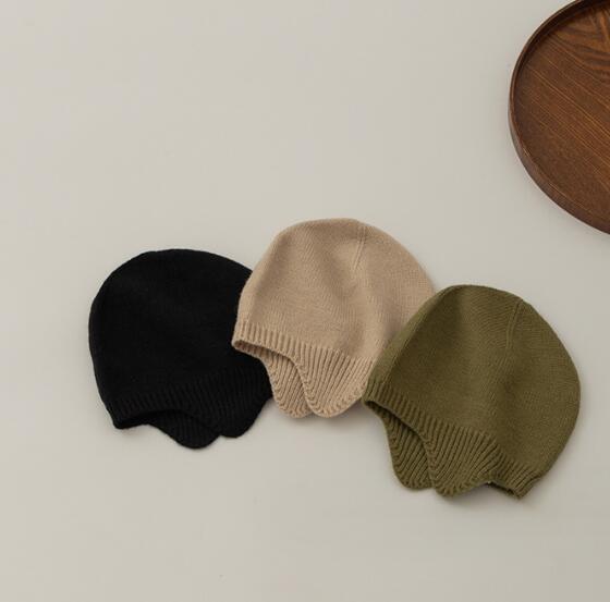 子供用★帽子★ベビー★ニット帽子★耳カバー★韓国風★男女兼用★無地★5色