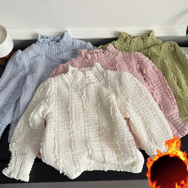 子供服★トップス★長袖シャツ★カシュクール★キッズ女の子★裏起毛★4色★90-140CM