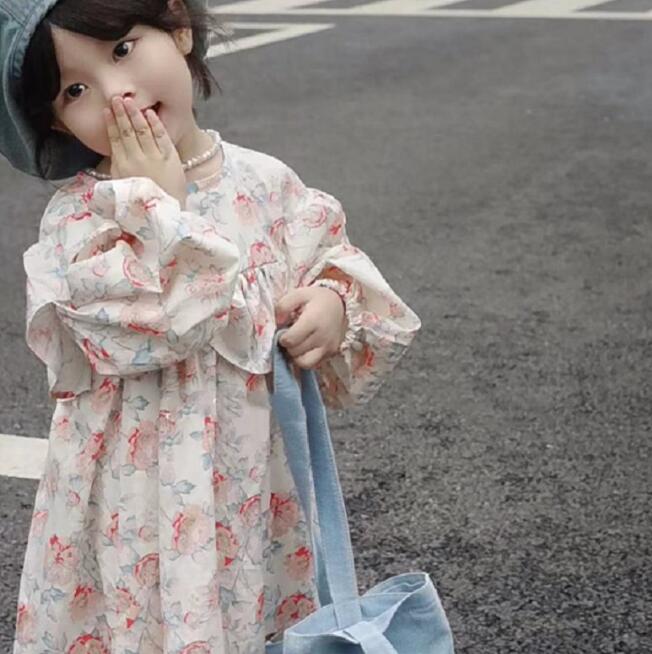 子供服★ワンピース★花柄★長袖★キッズ女の子★7-15#