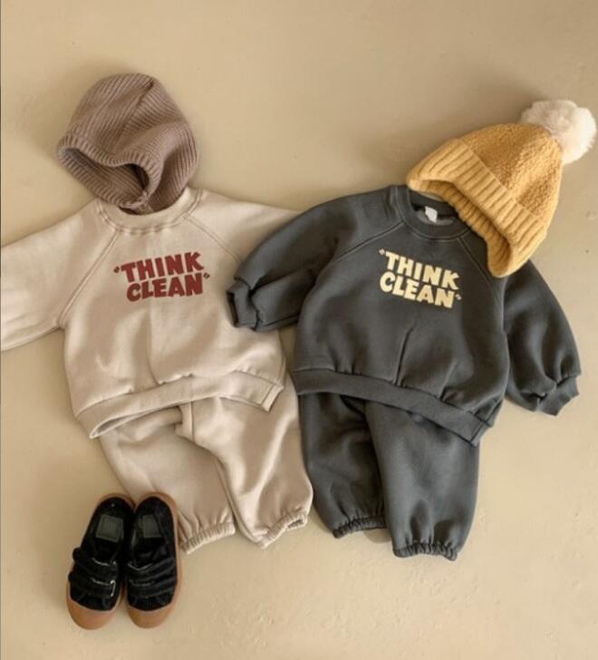 2023★秋冬新作★韓国風ベビー服★トップス+ズボン★裏起毛★セットアップ★2色73-100CM