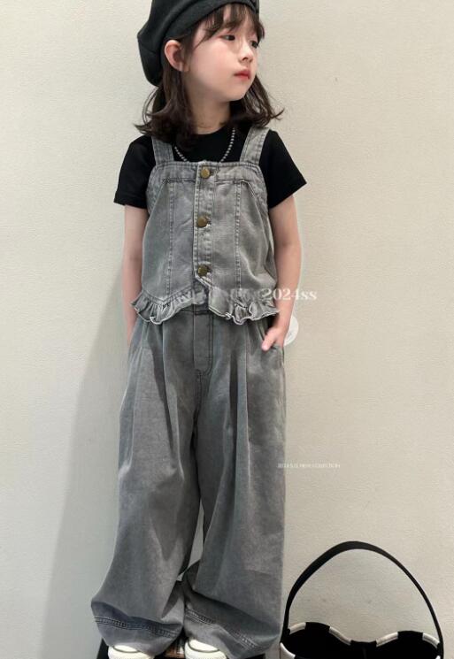2024新品★子供服　デニムベスト+ズボン　セット★90-140cm★
