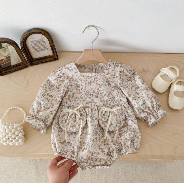 「2024」子供服★ロンパース★連体服★花柄★蝶結び★可愛い★66-100CM