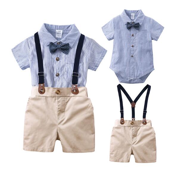 2024新品★子供服★紳士風★半袖シャツ+ショートパンツ★セットアップ★キッズ★男の子★70-100CM