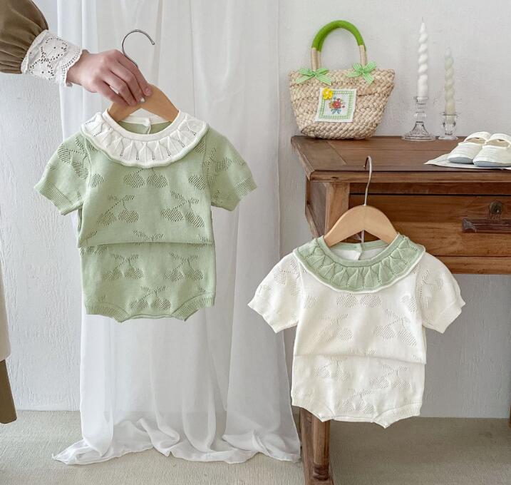 2024新型★ベビー服　ニットトップス+ズボン　セット★66-100★2色