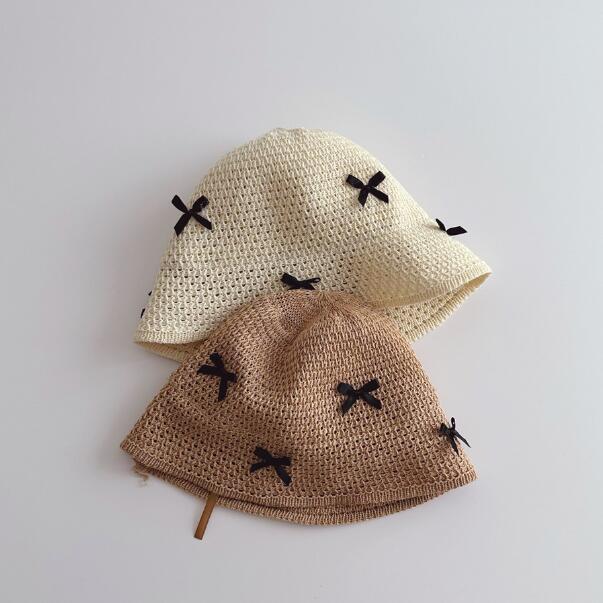 「2024」子供用★帽子★麦わら帽子★キッズ★ハット★蝶結び★2色