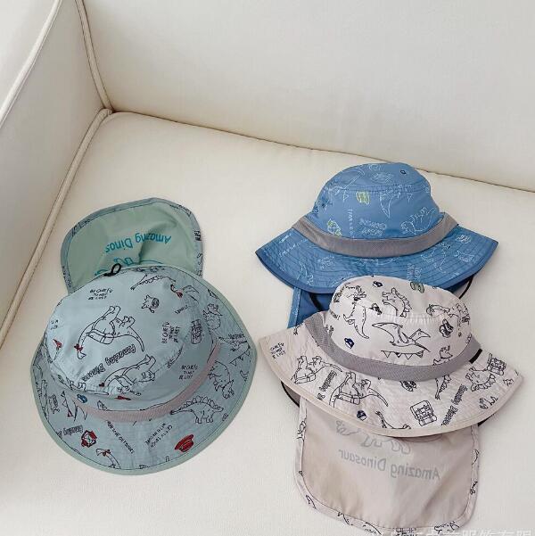 「2024」子供用★帽子★バケットハット★キッズ★男女兼用★恐竜★速乾★3色