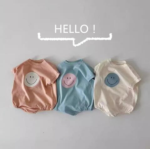 「2024」子供服★ロンパース★連体服★韓国風子供服★ベビー★半袖★笑顔★3色★66-90CM