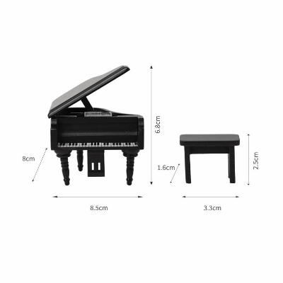 ミニチュア 1:12dollhouse ドールハウス用家具 フィギュア ぬい撮 ドール撮影 ピアノ+ベンチ 腰かけ 微風景