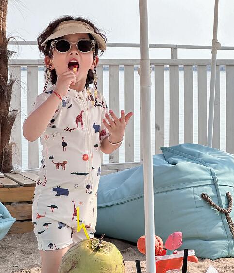 「2024」子供服★連体服★水着+帽子★砂浜★韓国風子供服★速乾★90-140CM