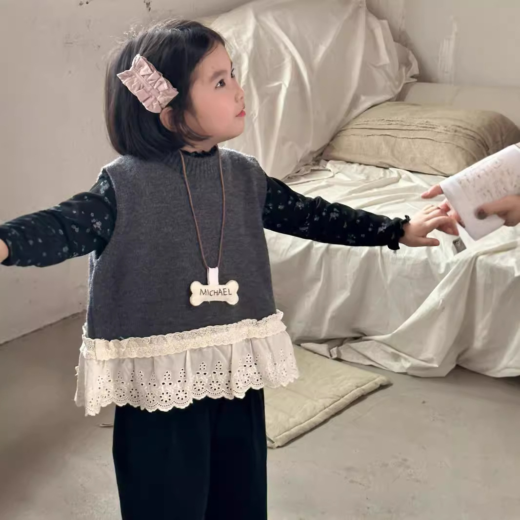 2024秋新作LB★子供服　ニットベスト★90cm〜140cm 2色