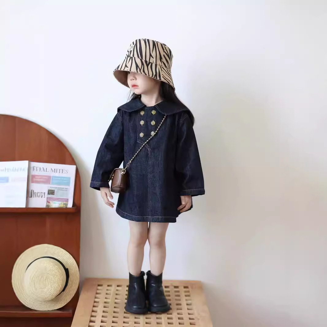 「2024」子供服★デニム★ワンピース★長袖★韓国風子供服★80cm〜140cm