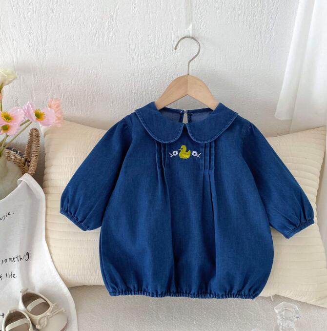 「2024」子供服★ワンピース★デニム★長袖★韓国風子供服★73cm〜110cm