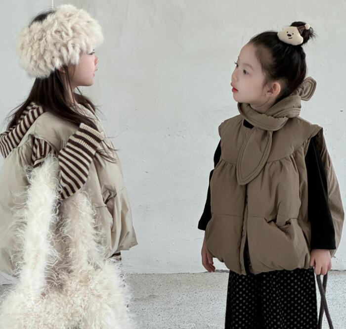 「2024」子供服★トップス★チョッキ+マフラー★韓国風子供服★2色90cm〜150cm
