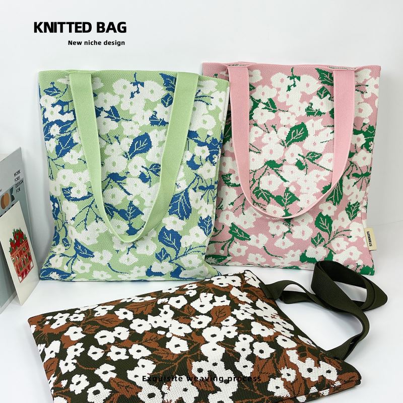 「2024」バッグ★ショルダーバッグ★ハンドバッグ★ニットバッグ★花柄★手提げ★ 3色