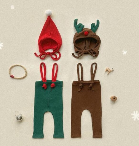 「2024」クリスマス★子供服★帽子★サロペット★吊りズボン★韓国風子供服★4色66cm〜90cm