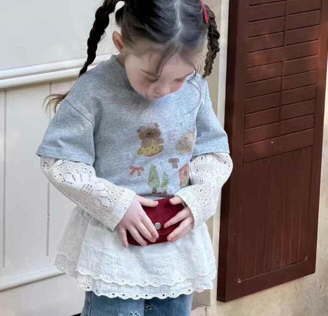 2025新作★子供服　重ね着トップス&エプロン★90cm〜140cm