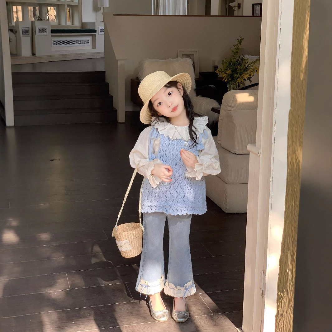 「2025」子供服★ニットベスト★長袖シャツ★ズボン★韓国風子供服★3色90cm〜140cm