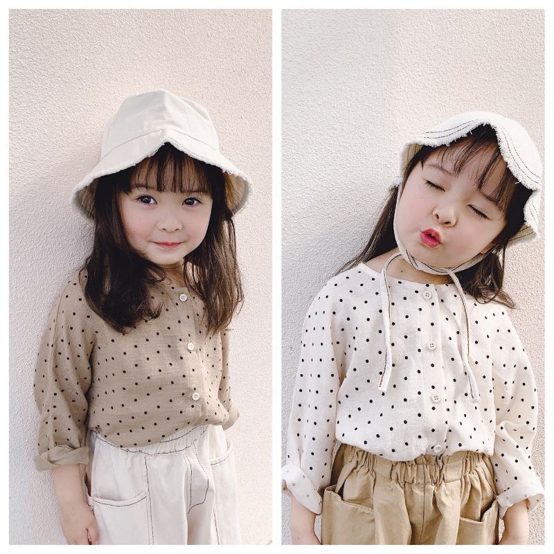 「2025」子供服★トップス★長袖シャツ★ドット★韓国風子供服★2色80cm〜130cm
