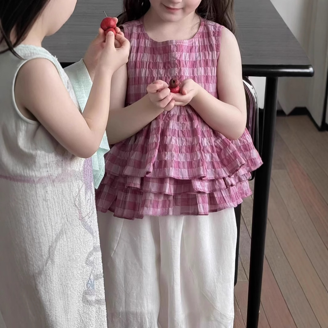 2025新作★子供服　格子トップス★90cm〜140cm