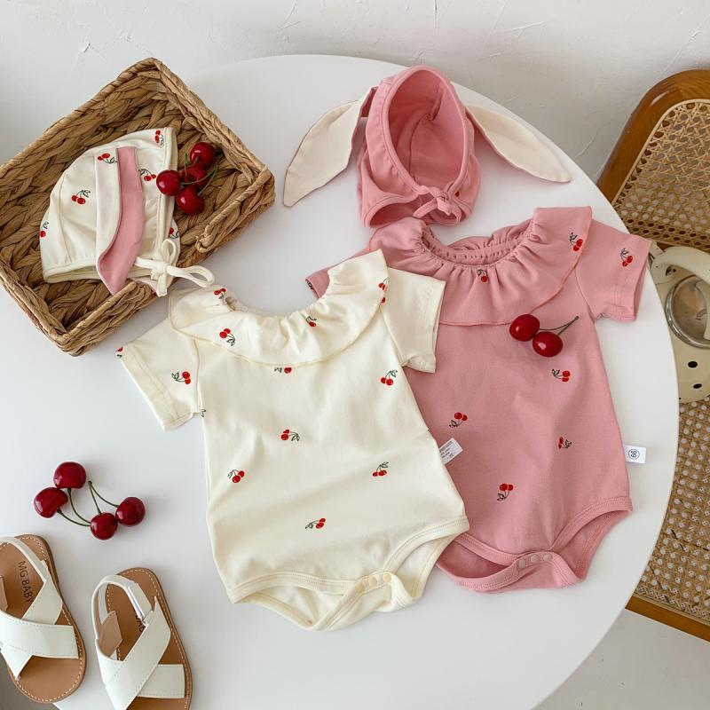 2025新入荷★ベビー服　ロンパース+帽子★66〜10 2色