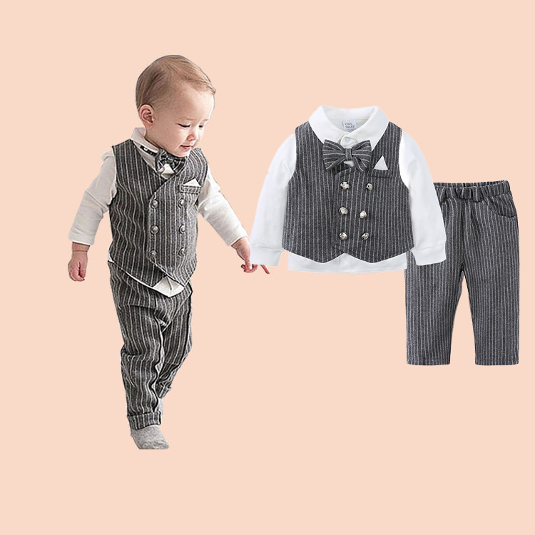 「2025」子供服★ワイシャツ+チョッキ+ズボン★セットアップ★2色50cm〜80cm