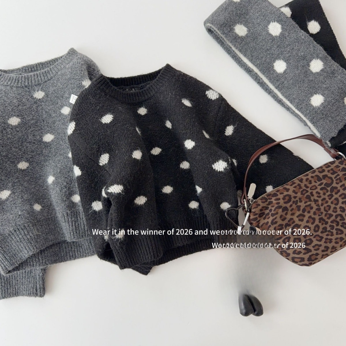 2026秋新作TQ★子供服　セーター+マフラー★90cm〜150cm 2色