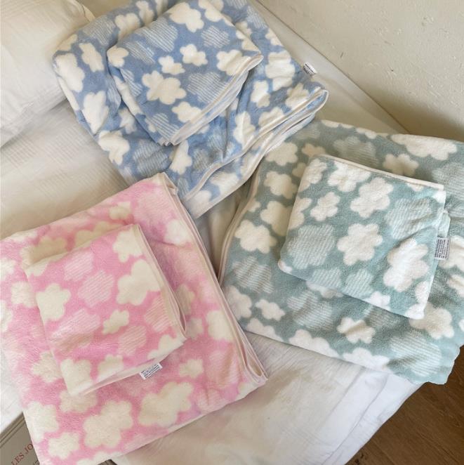 韓国風新入荷★吸水性抜群バスタオル+洗顔タオル★2点セット　