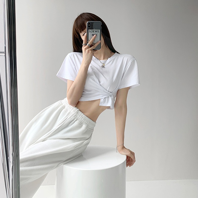 韓国ファッション★レディース向け★♪短い★♪个性★♪半袖★♪トップス★♪Tシャツ★♪