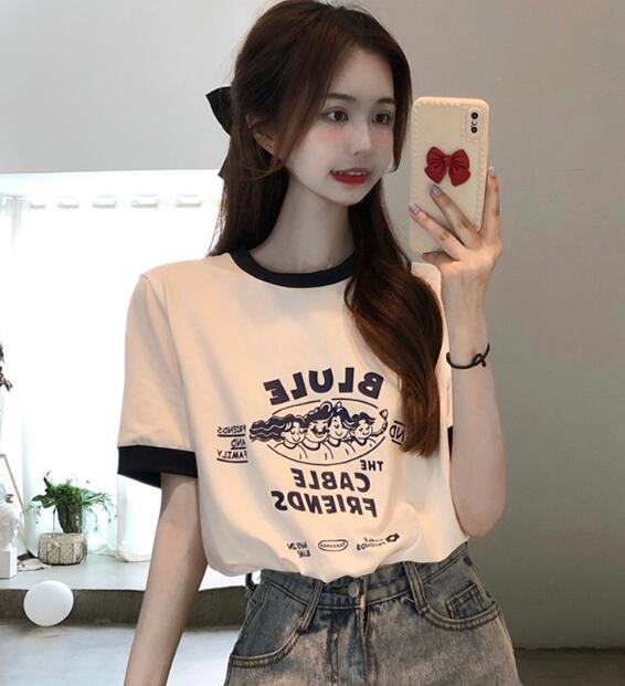 2022★春夏新作★韓国風★Tシャツ★トップス★半袖★レディース★カジュアル★S-2XL