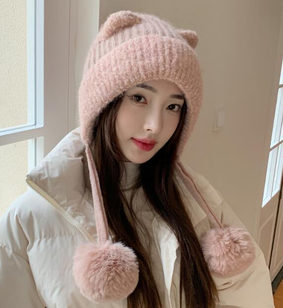 新作★♪ニット帽子★大人用★可愛い♪防寒♪暖かい★耳をカバーする★レディース★ファション★5色