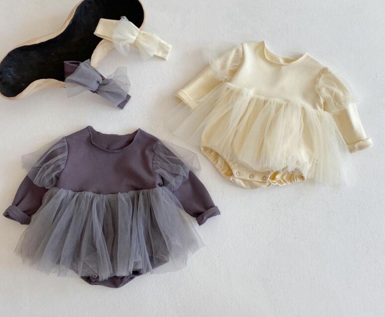 2023★春秋新作★韓国風ベビー服★ロンパース+髪飾り★長袖★2色66-100CM