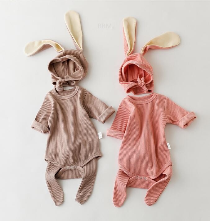 春秋新作★韓国風ベビー服★ロンパース+帽子+靴下★2色66-90CM