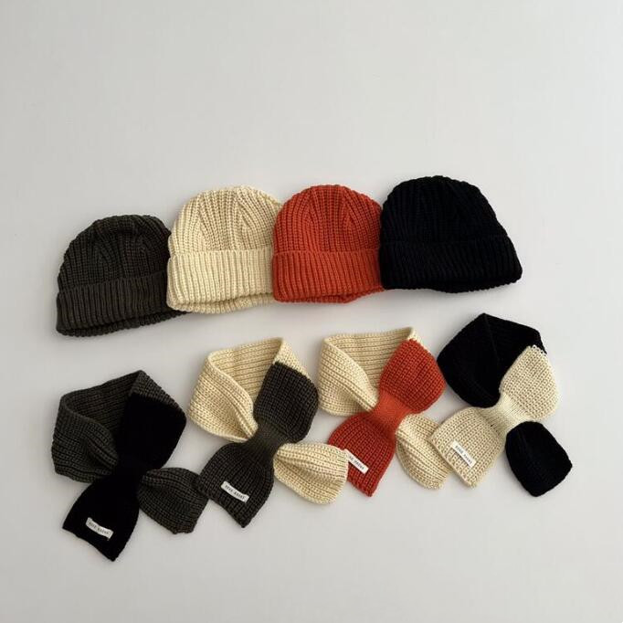 子供用★ニット帽子+マフラー★帽子★男女兼用★キッズ★カジュアル★防寒★4色