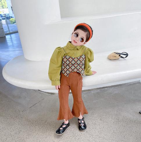 2023春新品★子供服　シャツ+キャミソール&ズボン　分けて販売　80-130cm