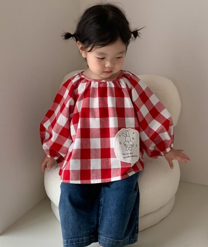 2023新品★子供服　格子トップス★80-140cm★2色