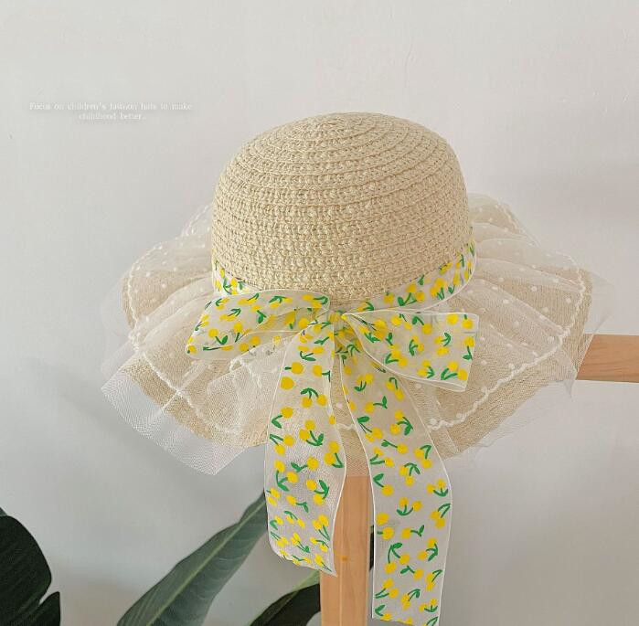 子供用★帽子★キッズ★日焼け防止★麦わら帽子★キッズ女の子★砂浜★可愛い★5色