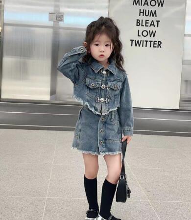 2023年新品★子供服　デニムコート+スカート　2点セット★90-150cm★