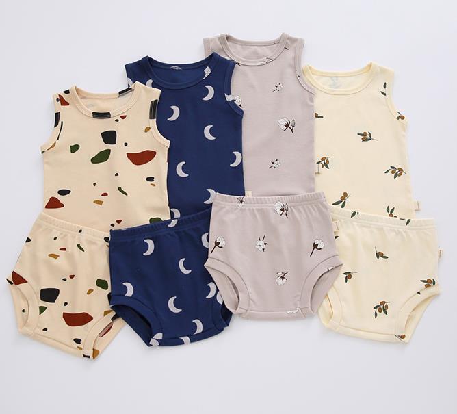 2023春夏新品★子供服　ベスト+ショートパンツ　セットアップ　66-90cm★4色