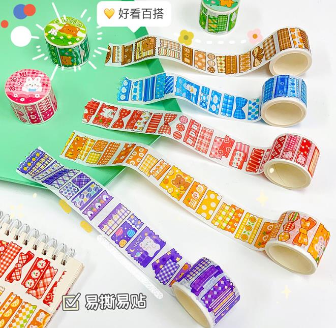 包装資材★手帳素材　封口貼　マスキングテープ　粘着シール　3m*3cm　8種